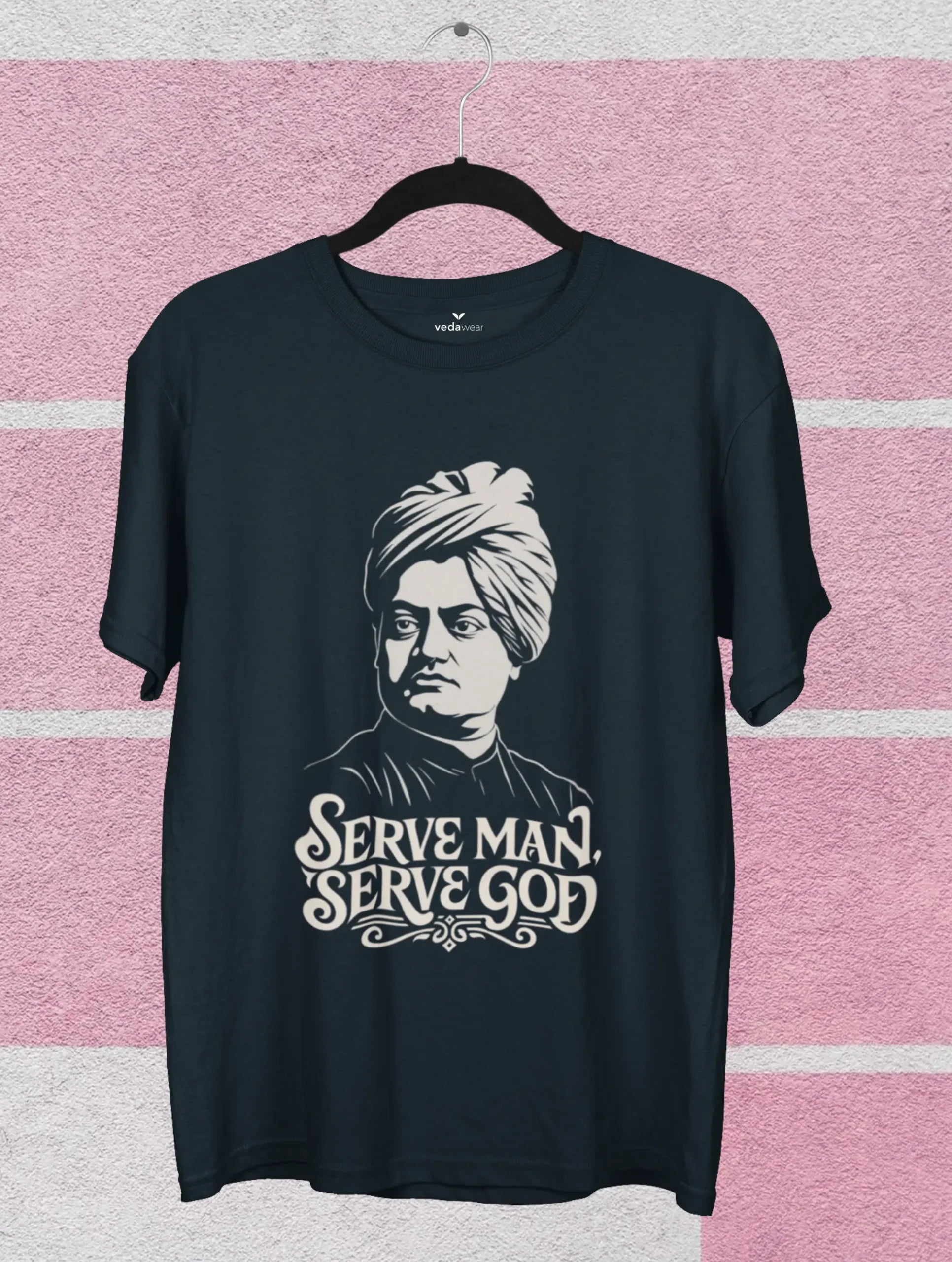swami vivekananda serve man serve god black premium tee vedawear NB scaled