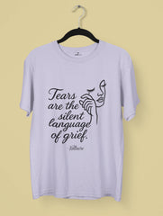Tears of Grief – Voltaire Quote Premium Art Tee by Vedawear, minimalist line-art face design on Supima cotton with DTG print