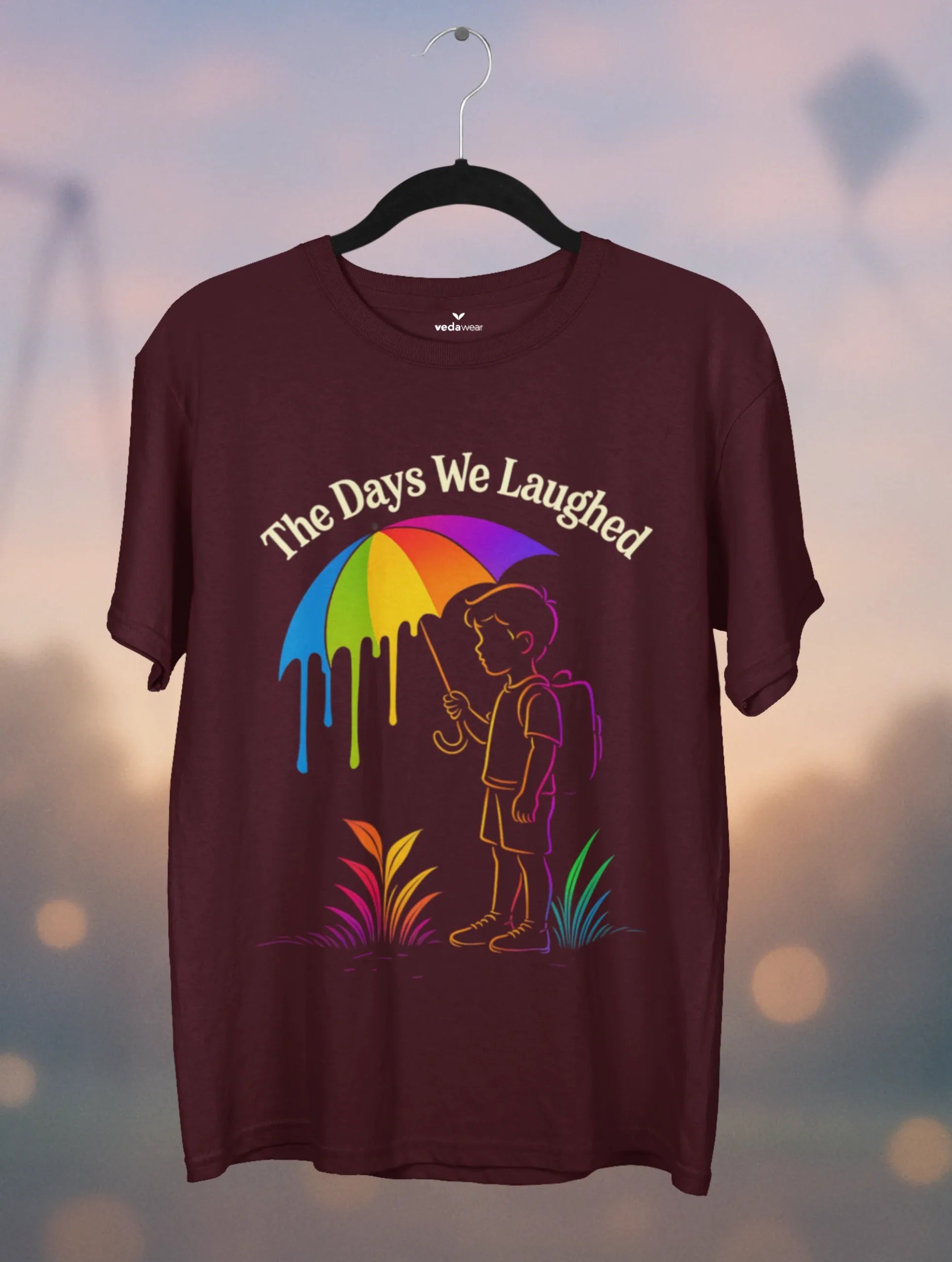 the days we laughed rainbow kid tshirt vedawear nostalgia design M scaled