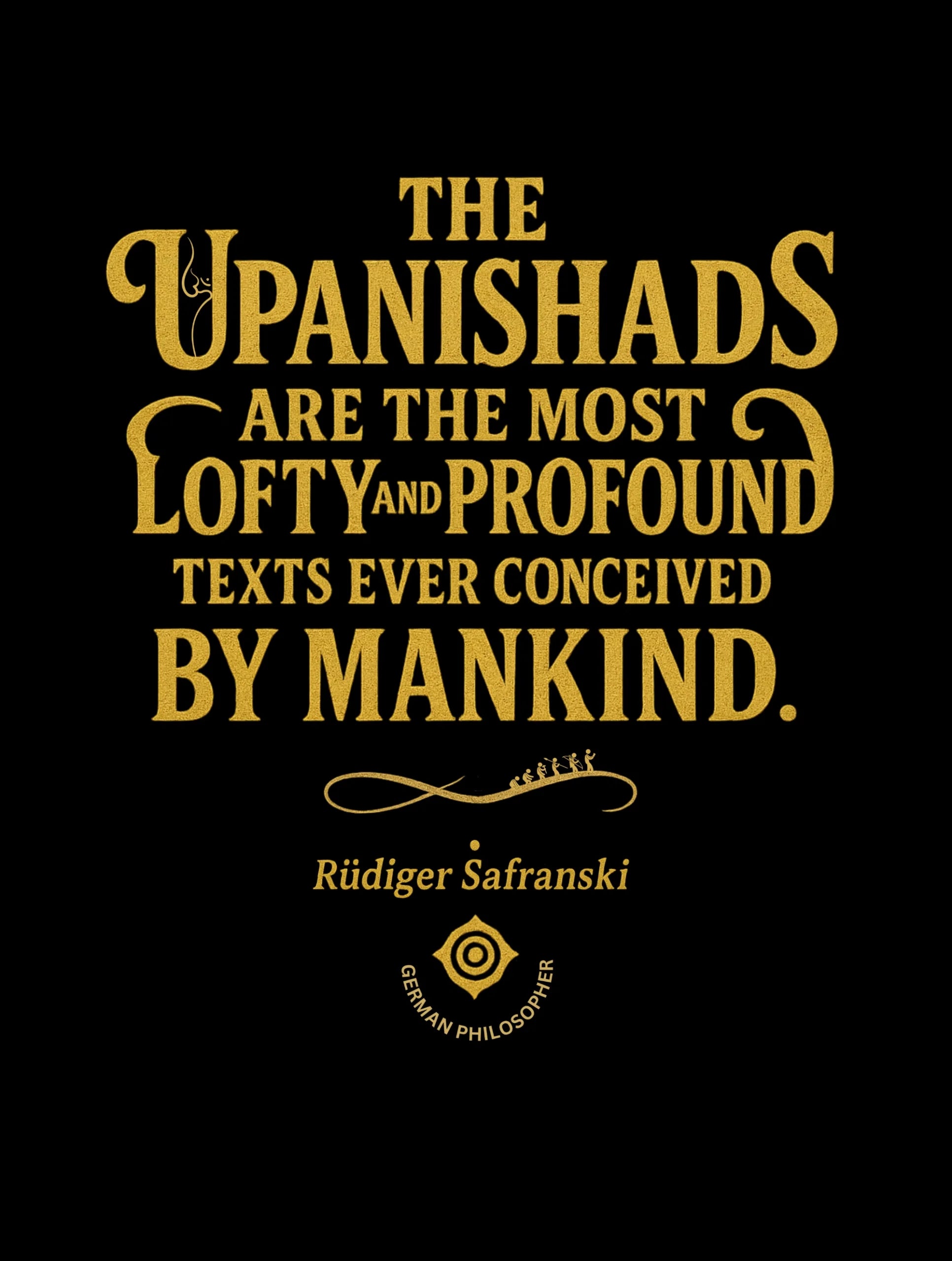 The Profound Truth – Upanishads-Inspired T-Shirt by Vedawear, black Supima cotton with golden serif typography, DTG printed spiritual philosophy shirt