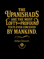The Profound Truth – Upanishads-Inspired T-Shirt by Vedawear, black Supima cotton with golden serif typography, DTG printed spiritual philosophy shirt