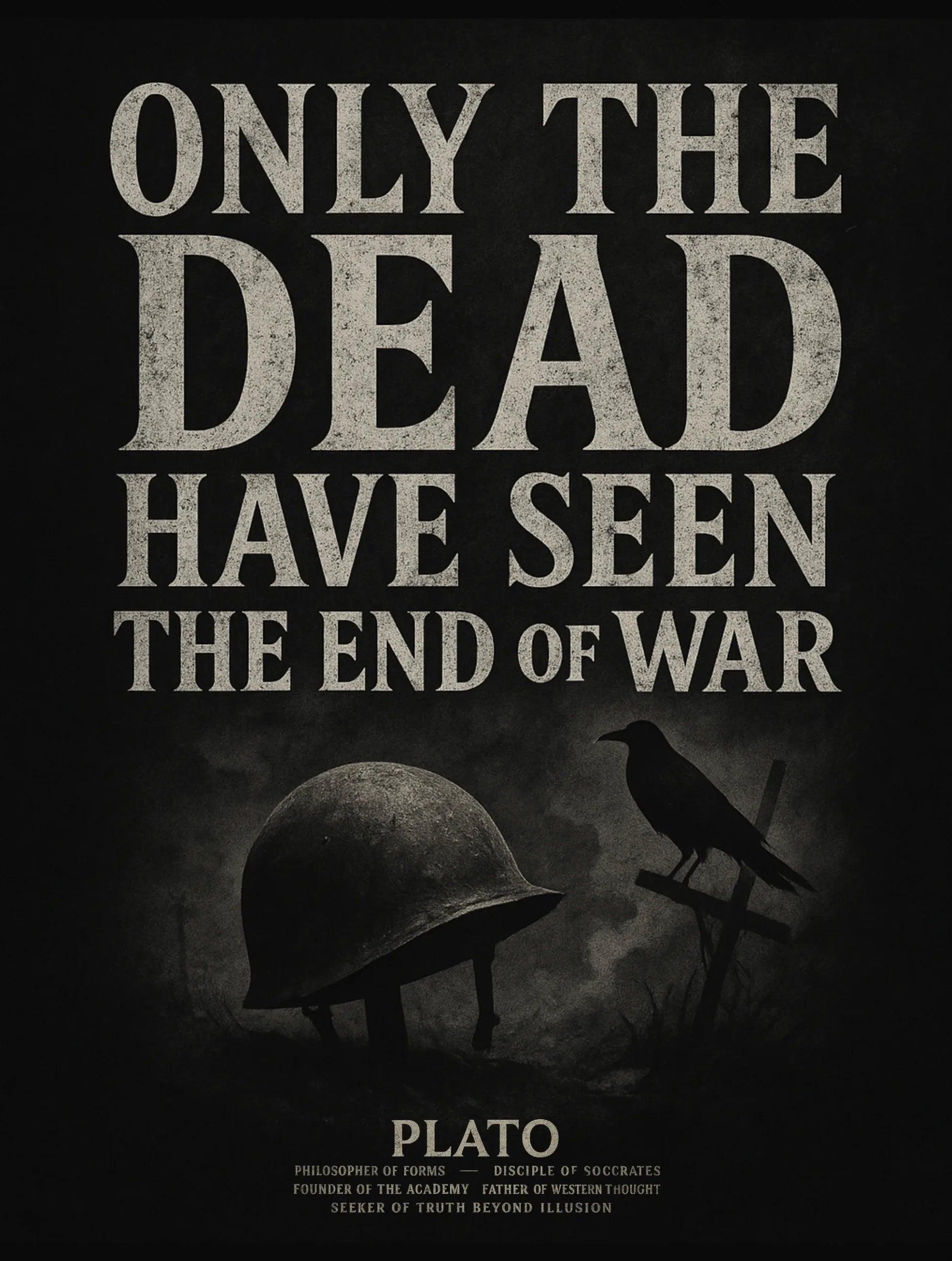 vedawear premium plato war quote tee black supima D scaled