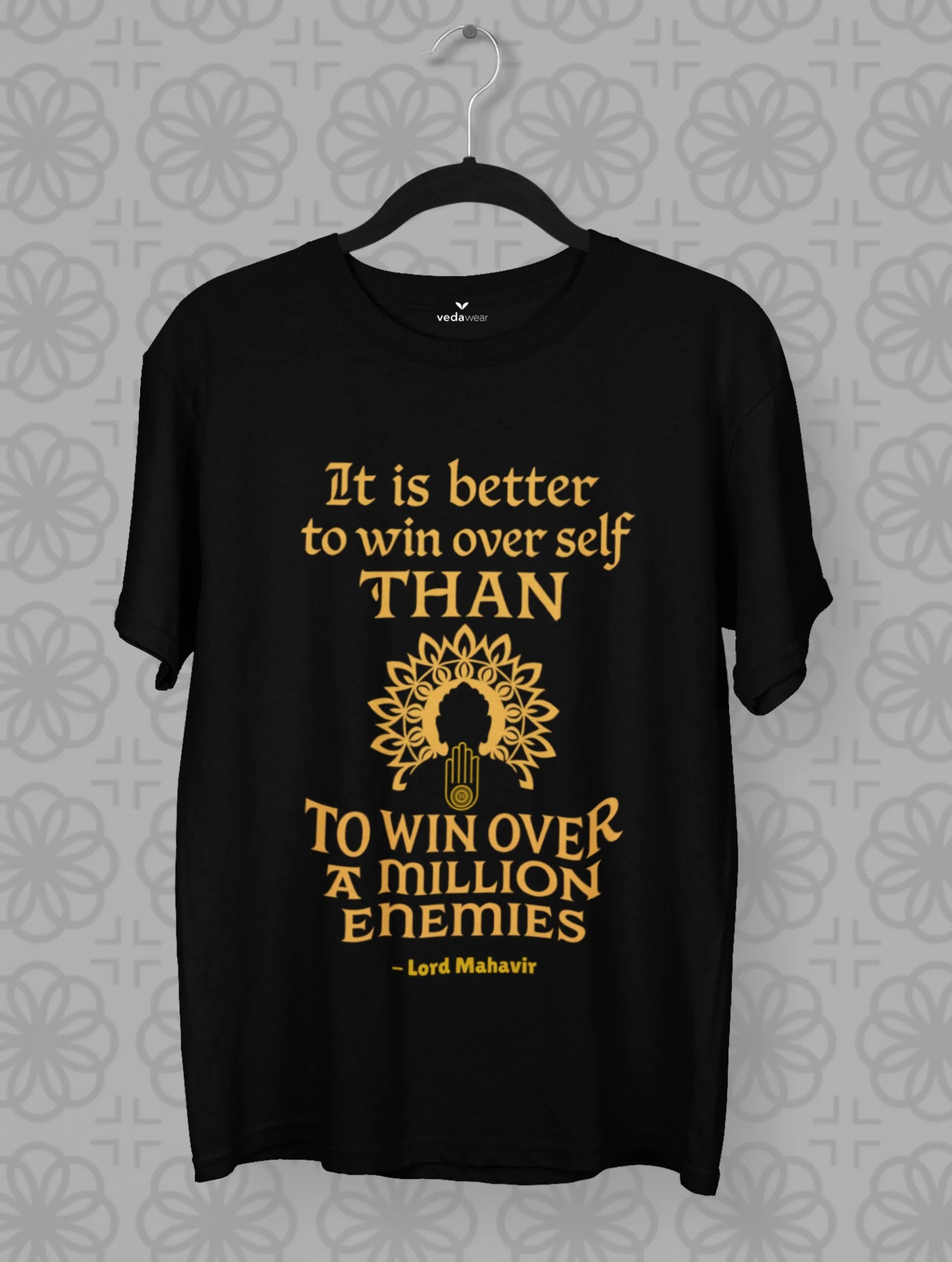 win over self lord mahavir quote spiritual tee vedawear B scaled