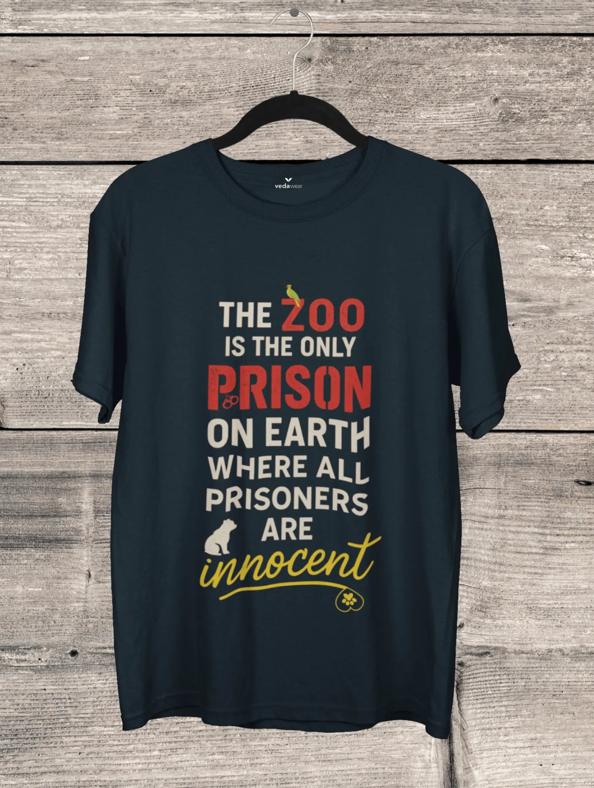 zoo prison innocent animals black premium activist tshirt vedawear NB scaled